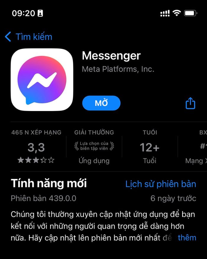 Cập nhật ứng dụng Messenger mới nhất
