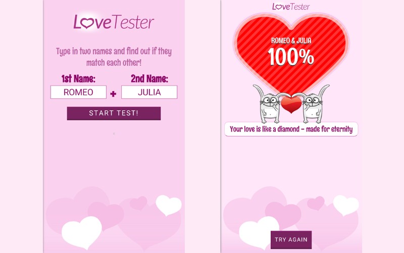 ứng dụng bói tình yêu Tình yêu Tester 