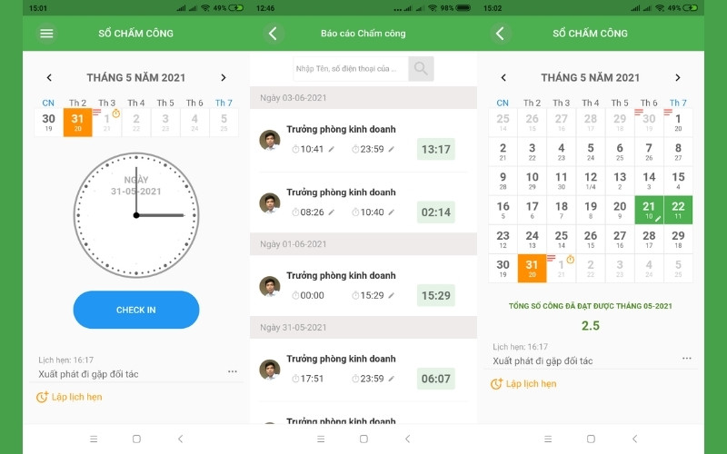 app chấm công miễn phí trên điện thoại iOS, Android Sổ Chấm Công