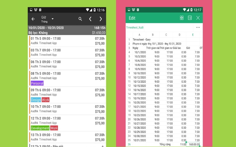 app chấm công uy tín trên điện thoại Android Bảng Chấm Công