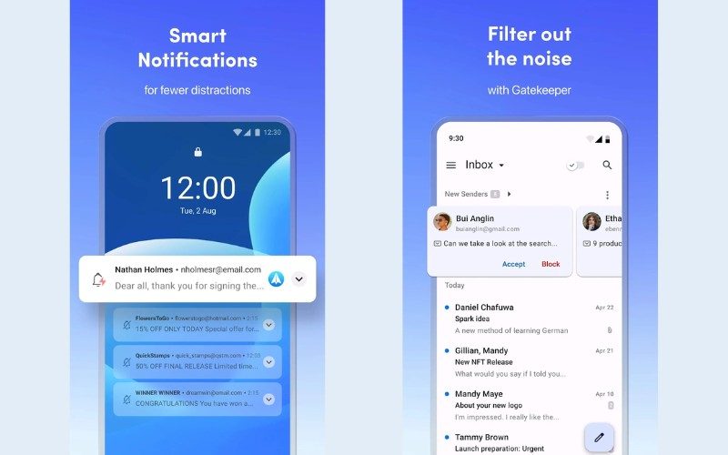 Top 12 app trang trí điện thoại đẹp nhất cho iPhone, Android ứng dụng trang trí điện thoại Spark Mail