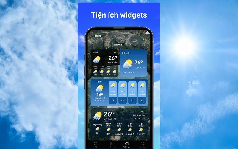 Top 12 app trang trí điện thoại đẹp nhất cho iPhone, Android app trang trí điện thoại Weather Line