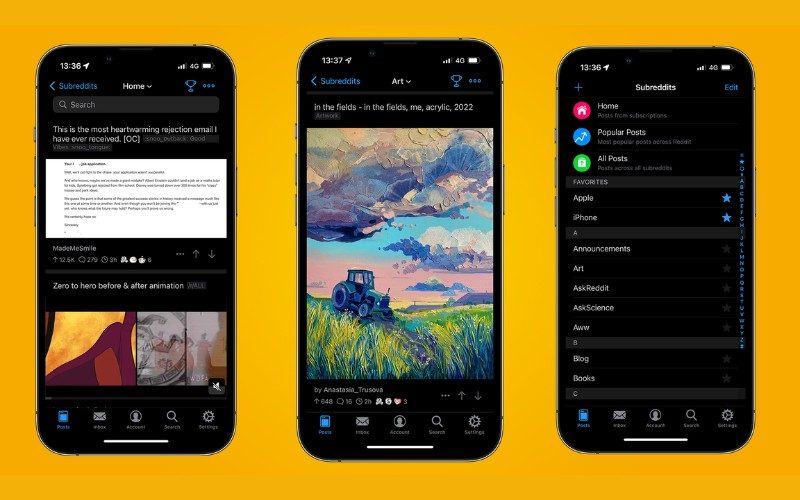 Top 12 app trang trí điện thoại đẹp nhất cho iPhone, Android app trang trí điện thoại trên iOS Apollo for Reddit