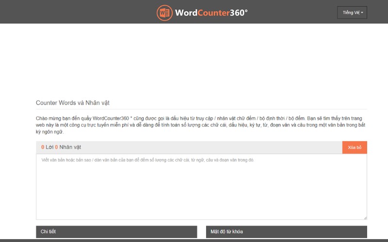 trang web đếm chữ nhanh WordCounter360.com