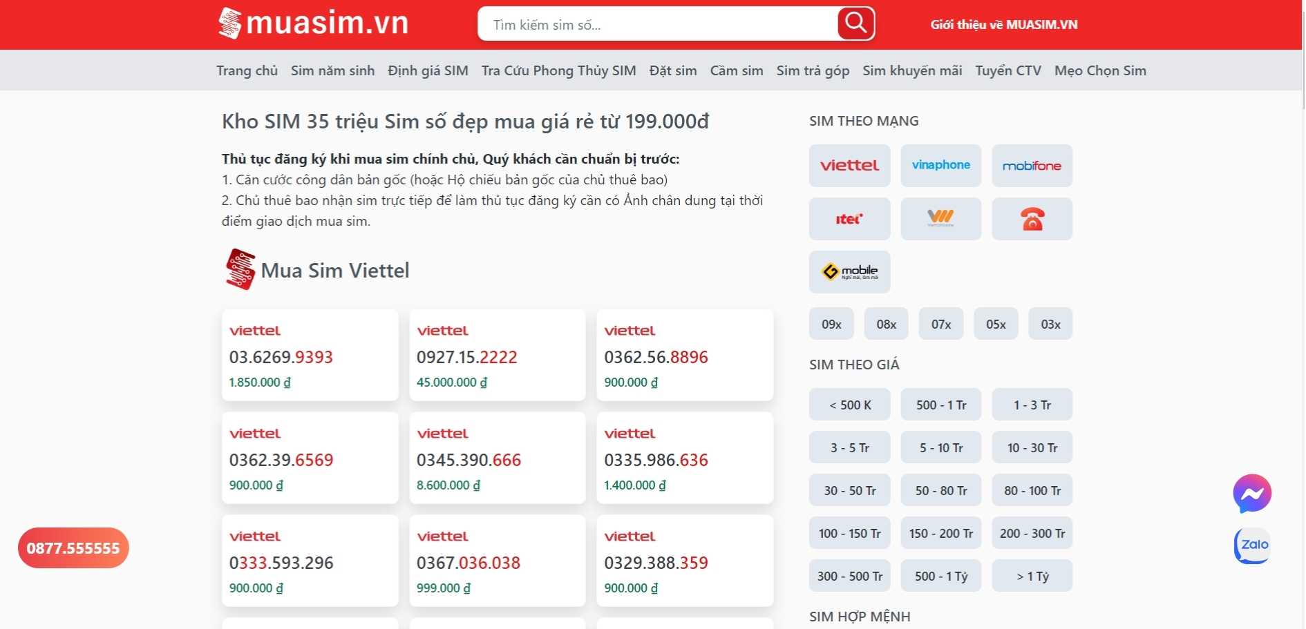 Hướng dẫn mua sim tam hoa 888 tại muasim.vn